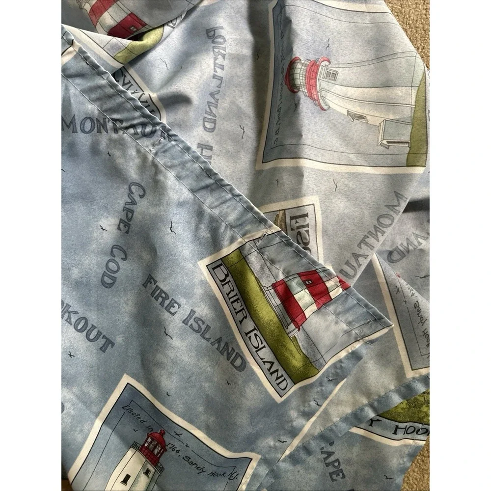 VTG Daisy Kingdom Lighthouse Cape Cod Nautical Blue Coastal Shower Curtain